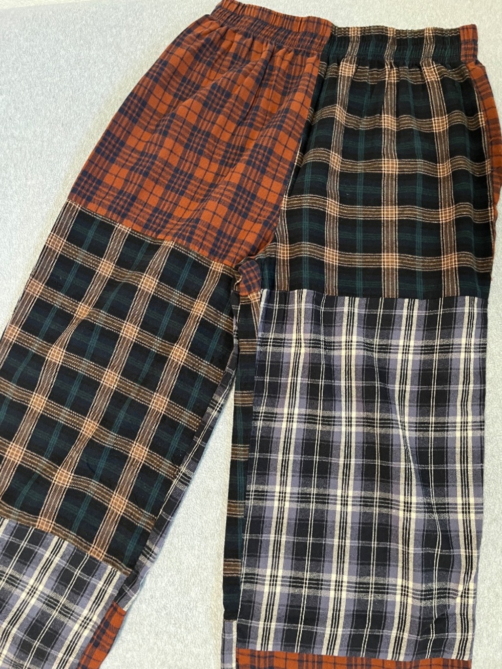 Boho Natural Life Patch Flannel Pants Womens Large Indie Wide Leg Lounge Grunge - Picture 7 of 8